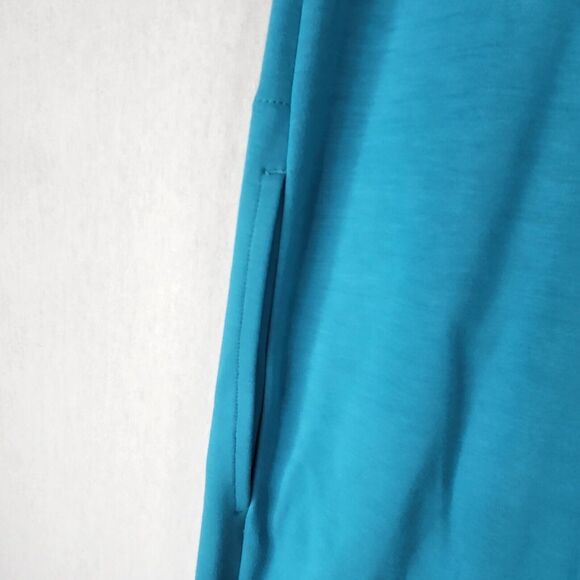 J. Jill Wearever Maxi A-Line Dress XL Blue Cap Sleeves V-Neck Double Face Jersey - Picture 10 of 11